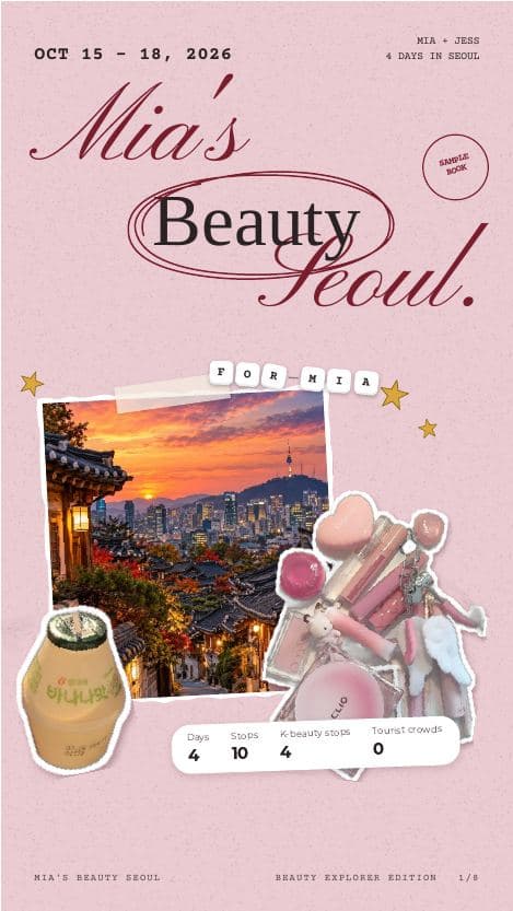 Sample guidebook cover: Mia's Beauty Seoul
